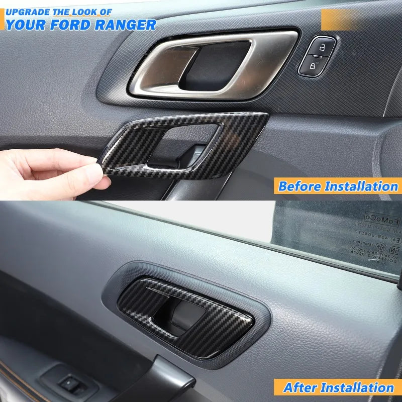 4pcs ABS Carbon Fiber Color Inner Door Open Handle Cover Tri