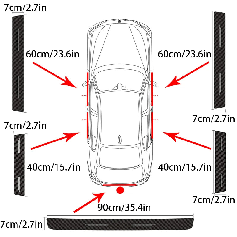 60X7CM Car Door Sill Side Anti Scratch Protector Strip Carbo