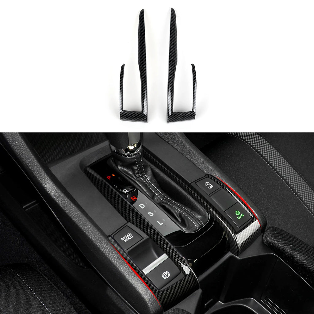 For Honda Civic 10th Gen (2016 -2021) Interior Accessories Car Center Console Gear Shift Panel Carbon Fiber ABS Trim Sticker