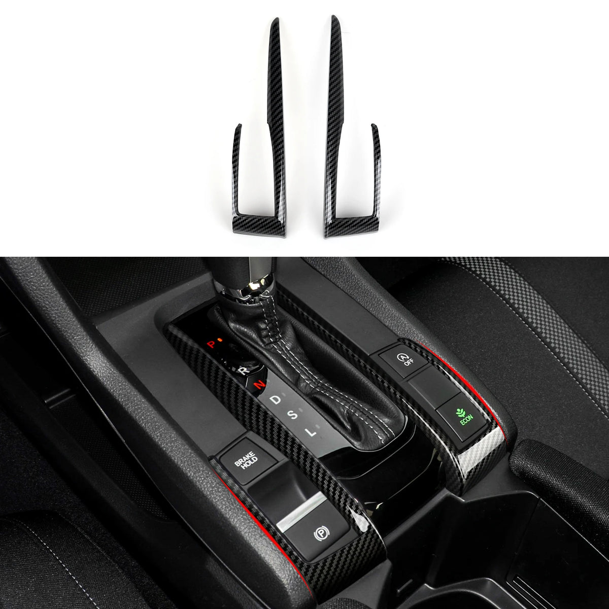 For Honda Civic 10th Gen (2016 -2021) Interior Accessories Car Center Console Gear Shift Panel Carbon Fiber ABS Trim Sticker