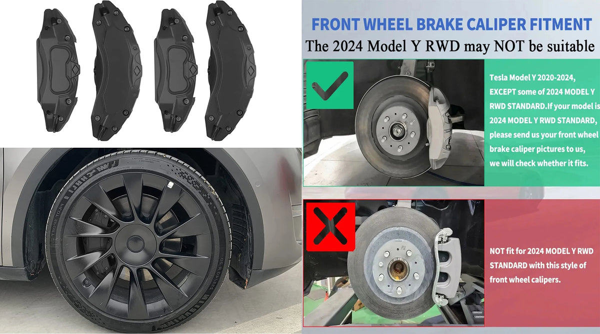 Brake Caliper Covers for Tesla Model Y 2020 2021 2022 2023 2024 Accessories with Decals (Not Fit RWD 2024 Made in Berlin)