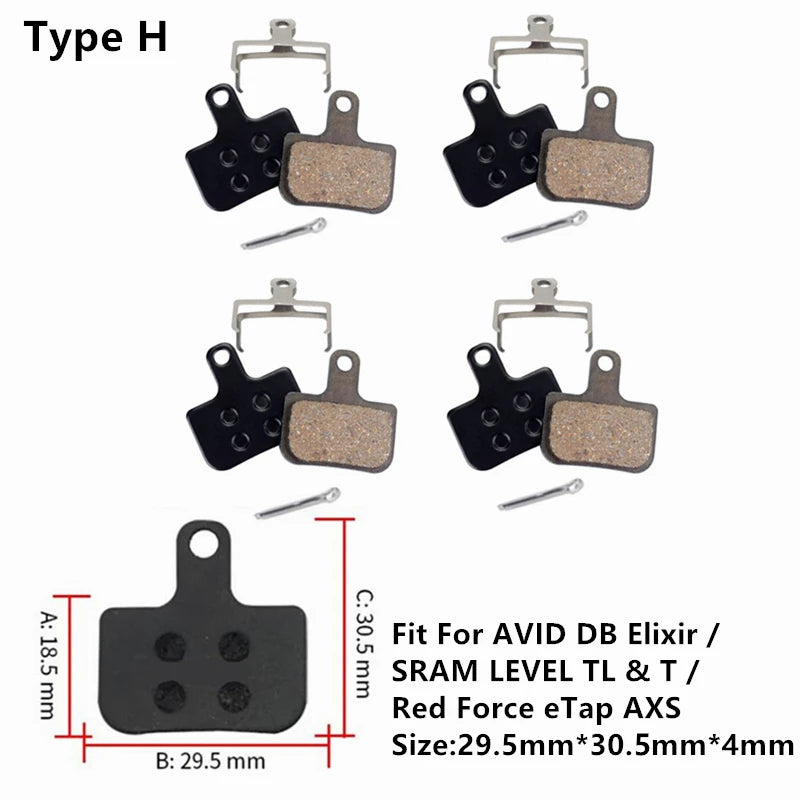 4Pairs Bike MTB Semi-Metallic Disc Brake Pads For Shimano B01S G01S A01S XTR XT SLX Deore Sram Guide Level HRD Red Etap Magura