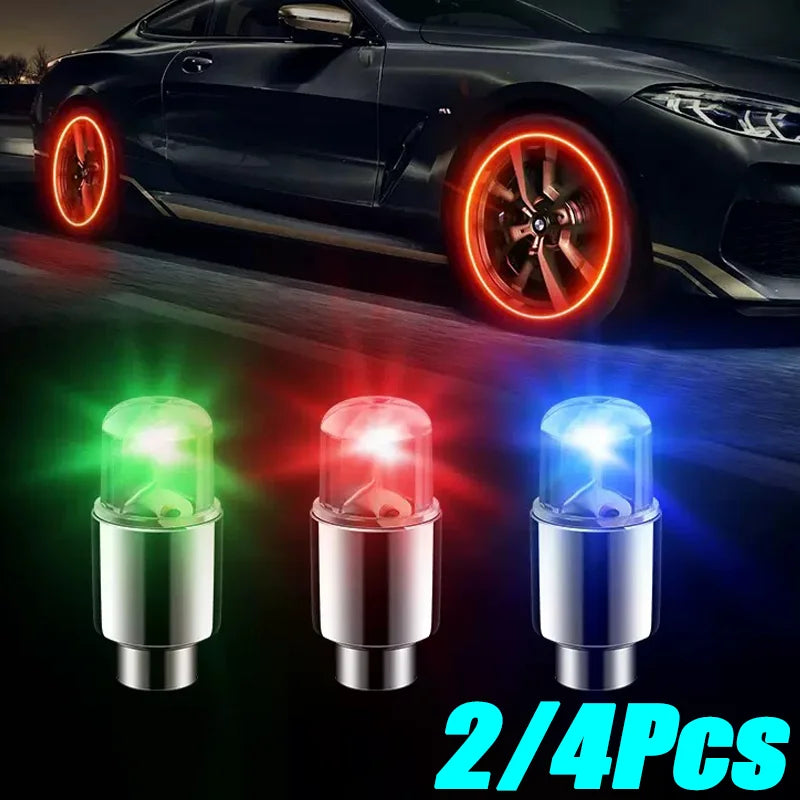 2/4Pcs Car Hub Ambient Light Bicycle LED Tire Lights Univers