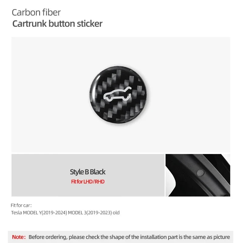 For Tesla Model 3 Highland 2024 Model Y Model 3 Carbon Fiber Car Rear Trunk Button Circle Trim Sticker Tuning Interior Accessory