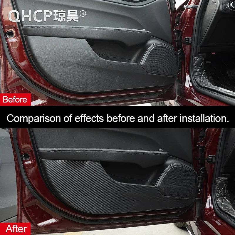 QHCP Car Door Anti kick Sticker Pad Carbon Fiber Anti-dirty 