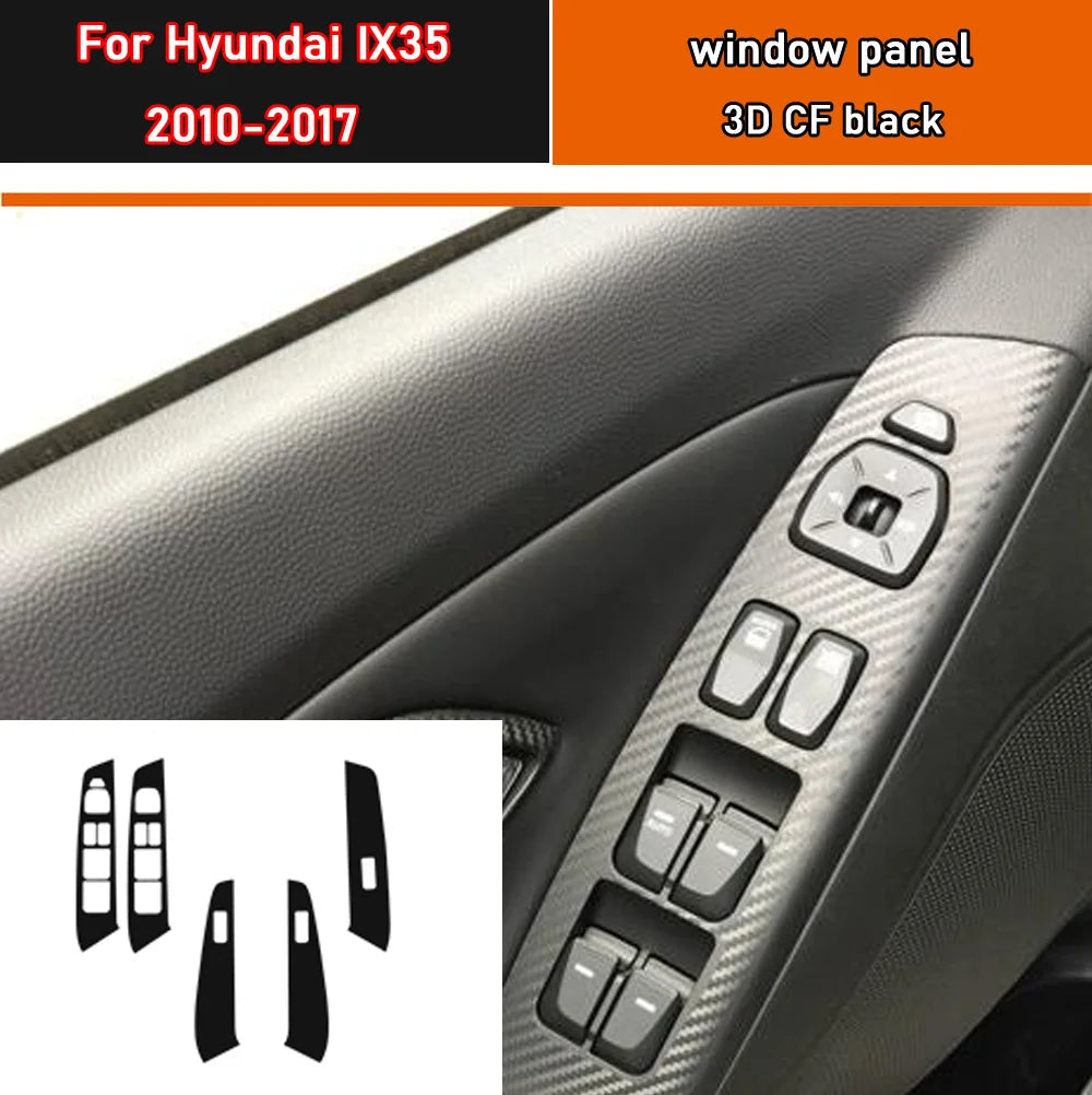 Car Styling Black Carbon Decal Car Window Lift Button Switch