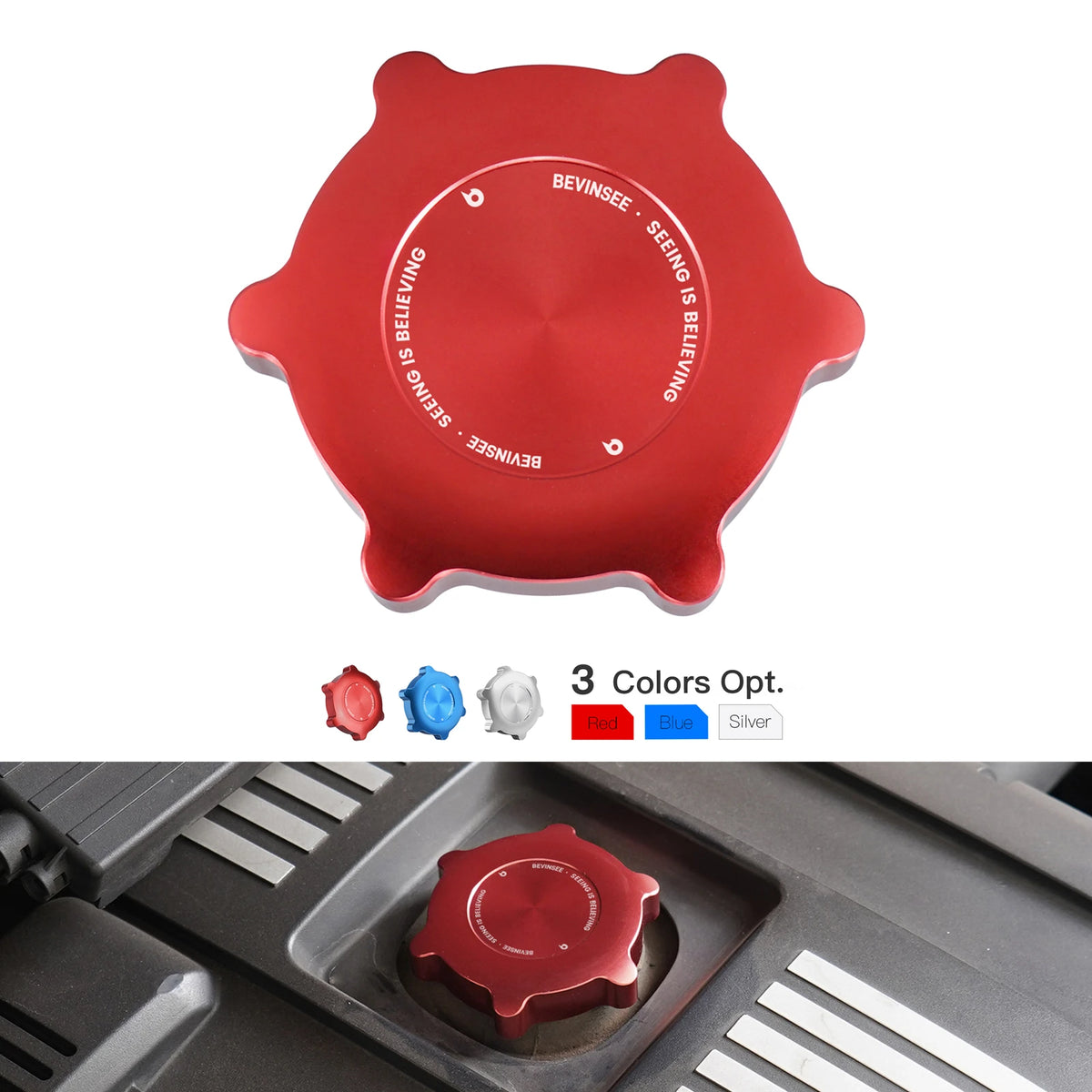 BEVINSEE M Style Engine Oil Filler Neck Sealing Cap for BMW 