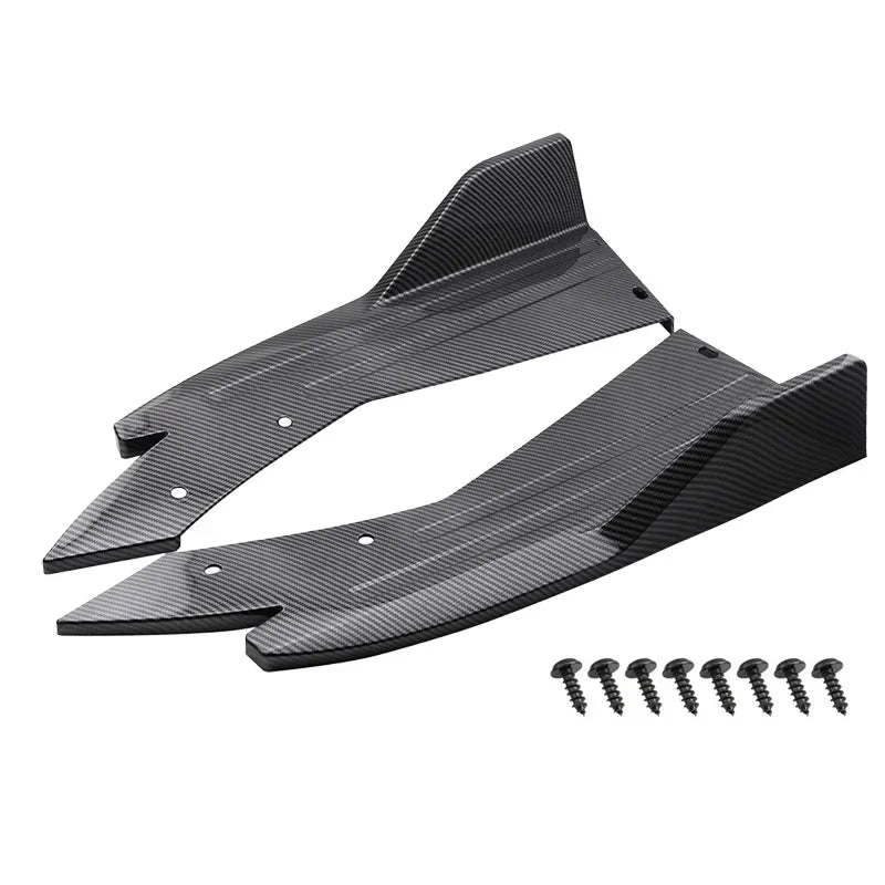 Pair Universal Car Rear Bumper Spoiler Lip Carbon Fiber Wing Trim Protection Anti-crash Diffuser Side Skirt Wrap Angle Splitter