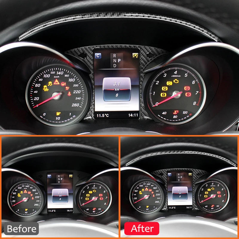 Carbon Fiber Car Instrument Screen Panel Trim Frame Interior