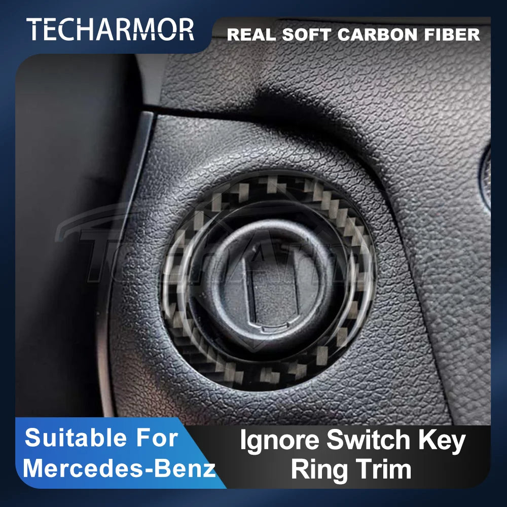 Carbon Fiber Trim Car Ignition Switch Key Hole Ring Start Bu