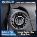 Carbon Fiber Trim Car Ignition Switch Key Hole Ring Start Bu