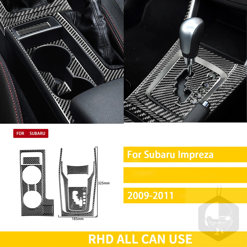 For Subaru Impreza 2009 2010 2011 Accessories Carbon Fiber Car Interior Gear Cuphold Panel CD Air Outlet Cover Trim Sticker