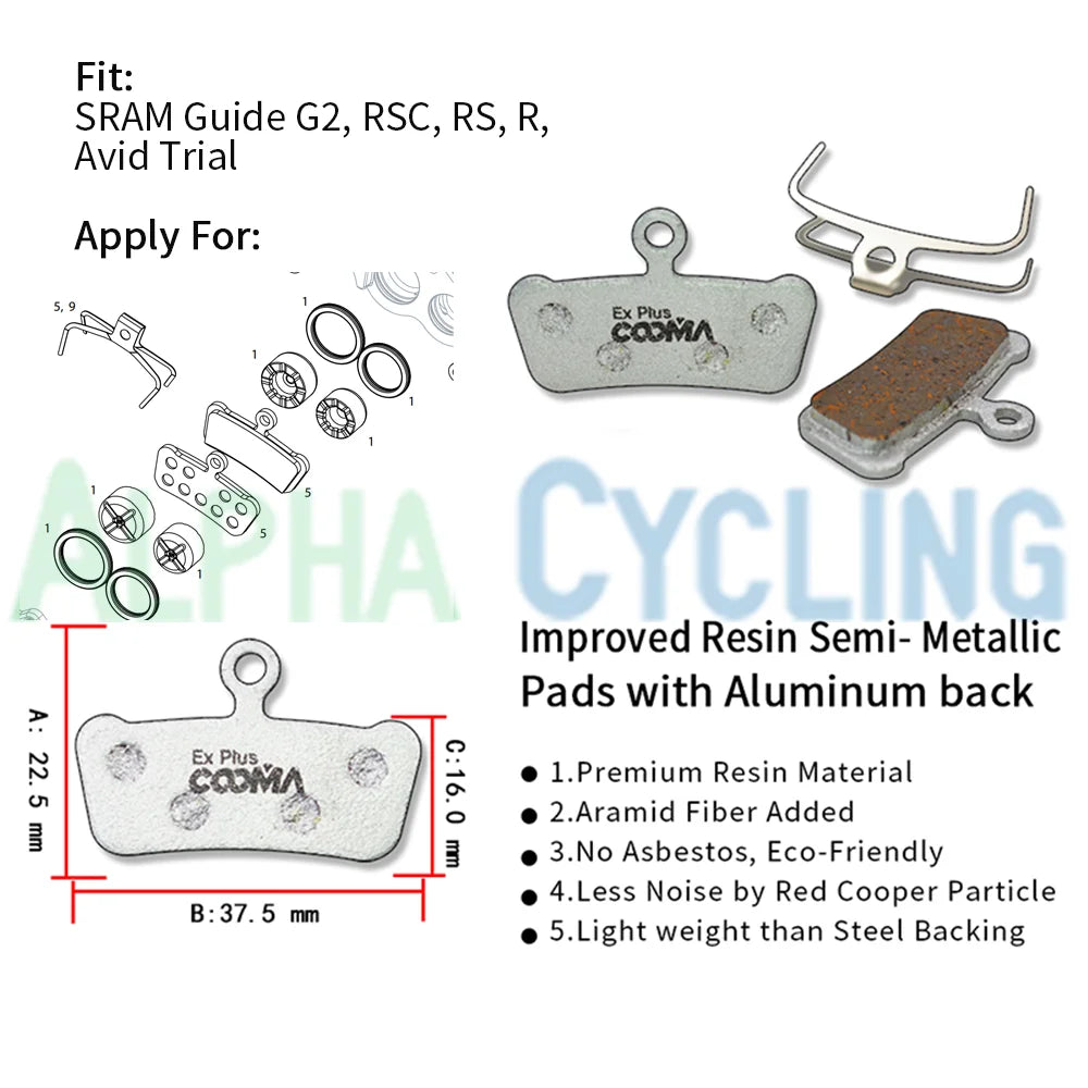 Bicycle Disc Brake Pads for SRAM MTB G2/GUIDE & AVID TRAIL C