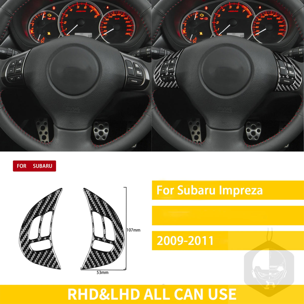 For Subaru Impreza 2009 2010 2011 Accessories Carbon Fiber Car Interior Gear Cuphold Panel CD Air Outlet Cover Trim Sticker