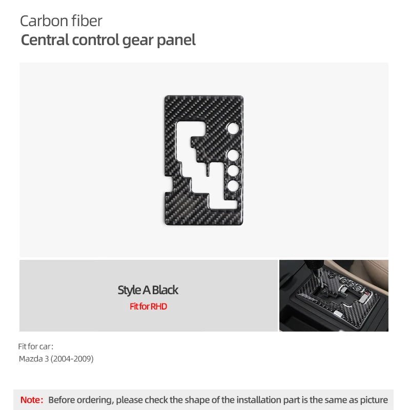 For Mazda 3 Axela 2004-2009 Carbon Fiber Center Console Gear Shift Panel Cover Trim Sticker Car Interior Tuning Accessories