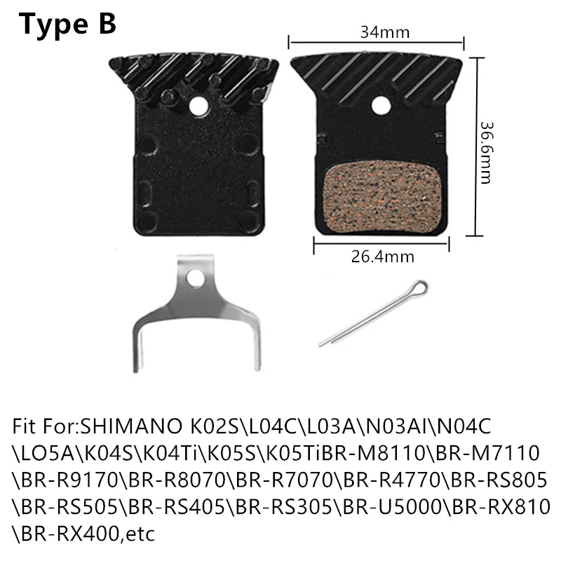 Bicycle Ceramic Disc Brake Pads Cooling Fins Ice Tech For Shimano XT SLX Deore DURA ACE ULTEGRA TIAGRA MTB Road Hydraulic Brake