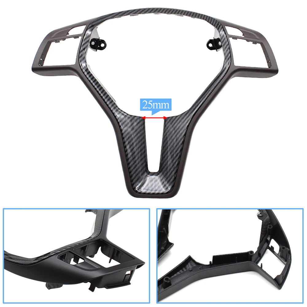 Carbon Fiber Car Steering Wheel Cover Trim Chrome Outer Pane