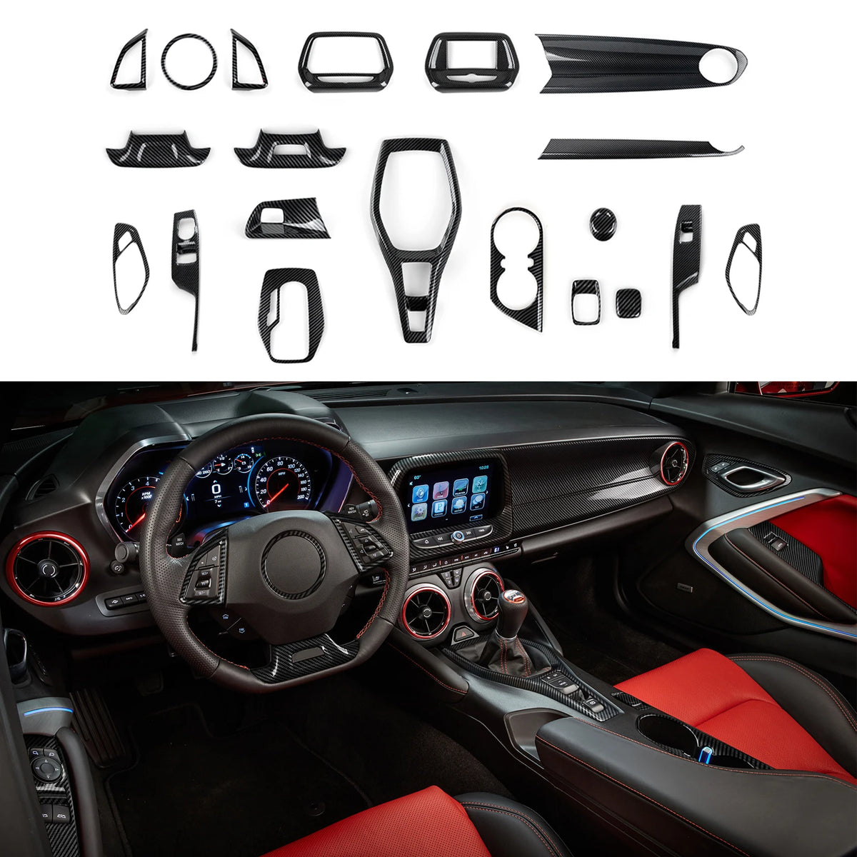 ABS Trim Car Steering Wheel Button Panel Cover Carbon Fiber 