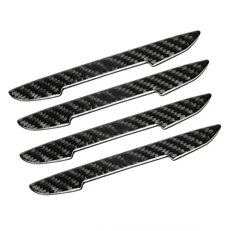 4/8pcs Car Door Protective Sticker Strip Carbon Fiber Look A