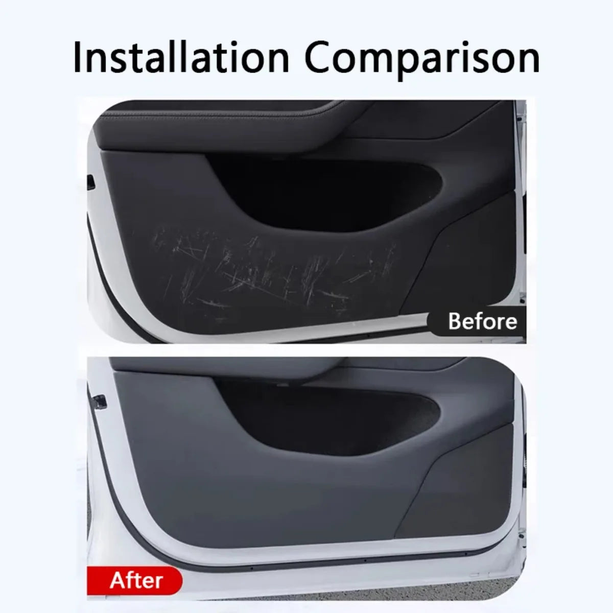 Car Door Anti-Kick Pad Leather Sticker Trim Kit For Tesla Mo