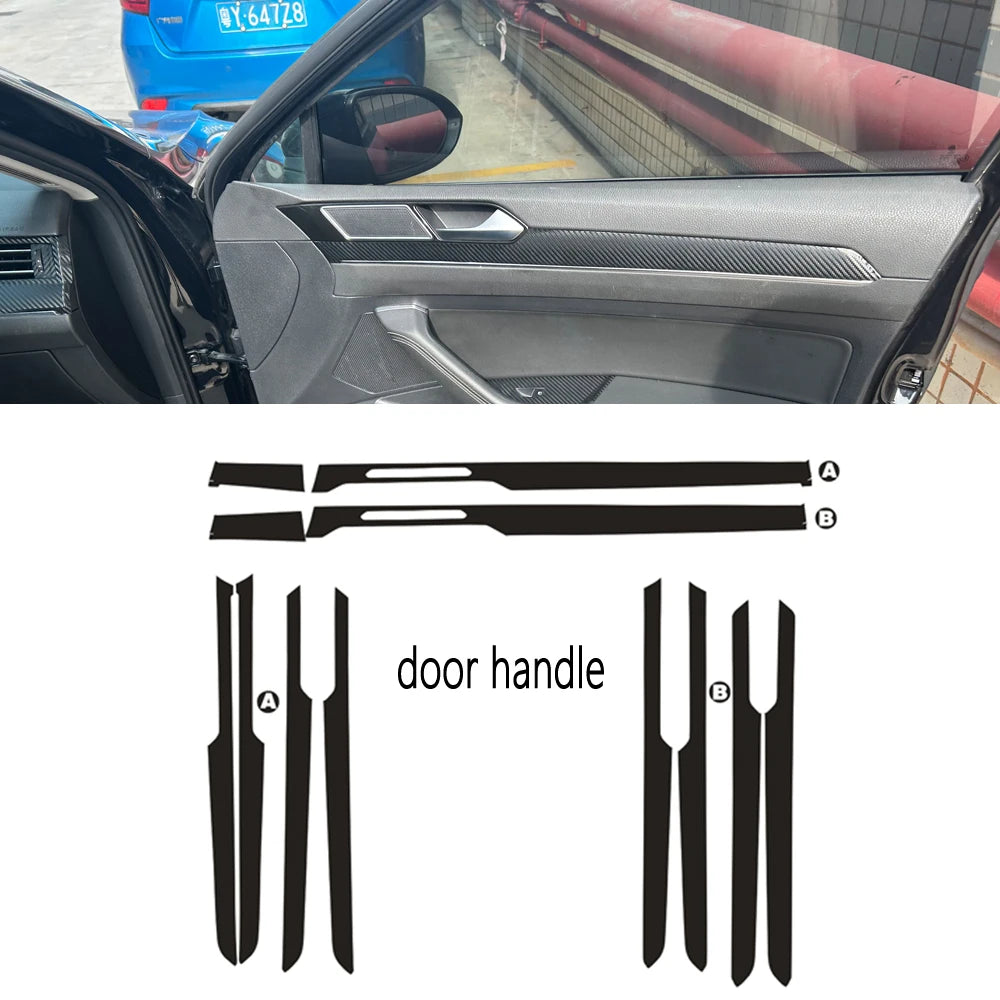 Car Styling Black Carbon Decal Car Window Handrail Panel Cov