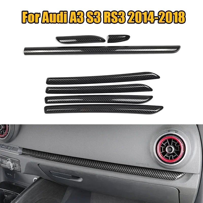 Carbon Fiber Style Dashboard Decoration Cover Trim For Audi 