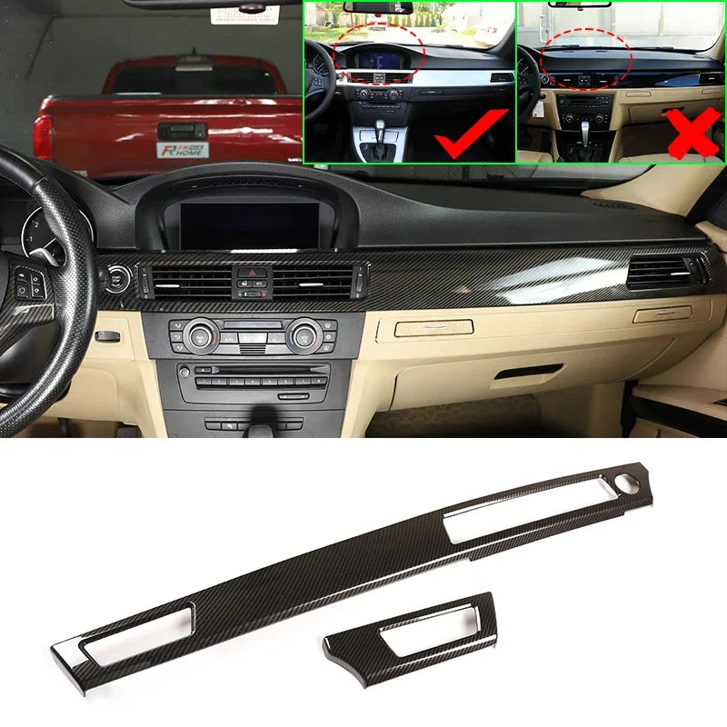 For BMW 3 Series E90 2005-2012 Car Carbon Fiber Interior Decoration Cover Stickers Dashboard Console Gear Shift Door Handle Trim