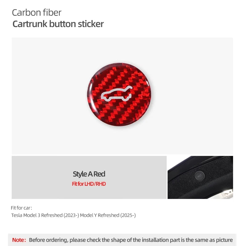 For Tesla Model 3 Highland 2024 Model Y Model 3 Carbon Fiber Car Rear Trunk Button Circle Trim Sticker Tuning Interior Accessory