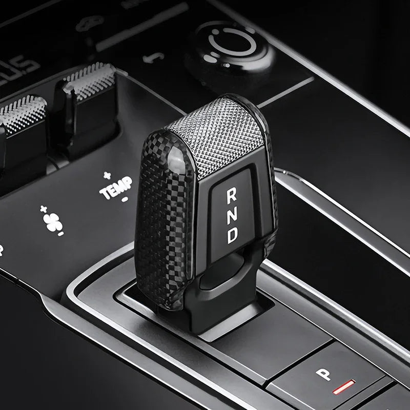 Car Carbon Fiber Gear Carmine Red Shift Lever Knob Trim Cove