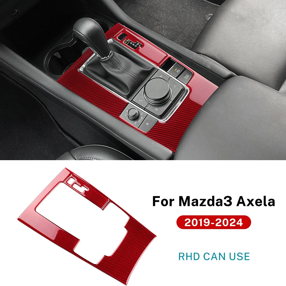 Real Soft Carbon Fiber Sticker For Mazda 3 Axela 2019 2020 2021 2022 2023 2024 2025 Manual Automatic Car Gear Shift Panel Trim