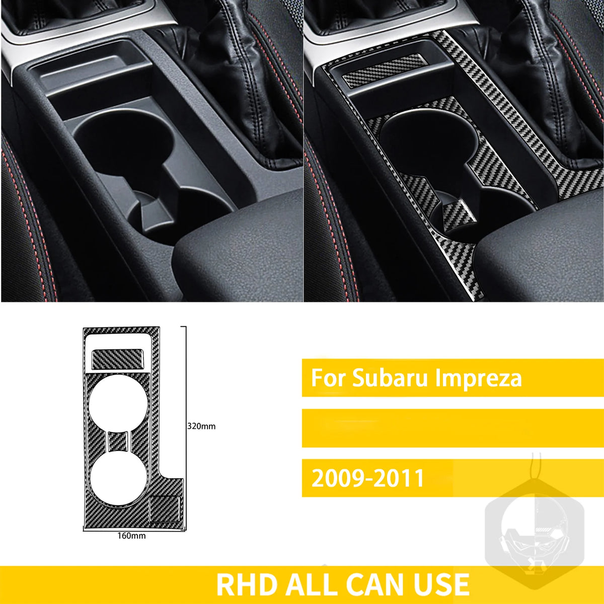 For Subaru Impreza 2009 2010 2011 Accessories Carbon Fiber Car Interior Gear Cuphold Panel CD Air Outlet Cover Trim Sticker
