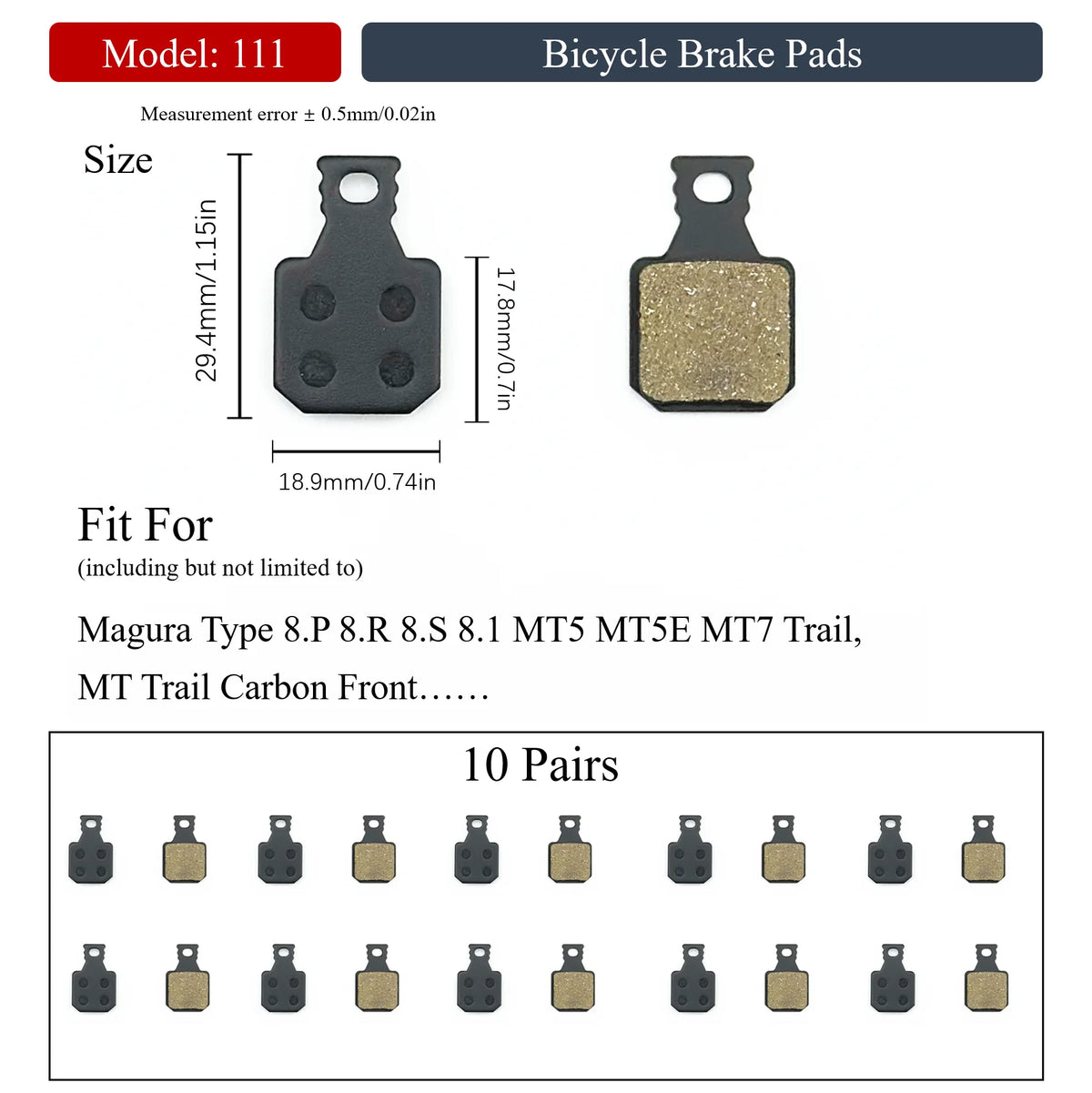10 Pairs Multiple Models Bike Resin Disc Brake Pads MTB/Road/E-Scooters for Shimano XTR Deore Sram Level Code Guide Magura