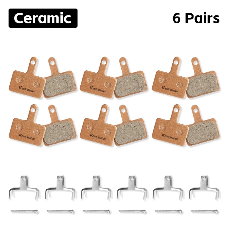 WEST BIKING Resin Ceramic Bike Brake Pads For Shimano Mt200 M515 C501 C601 1/2/4/6/8 Pair Wear-resistant Road Bicycle Brake Pads