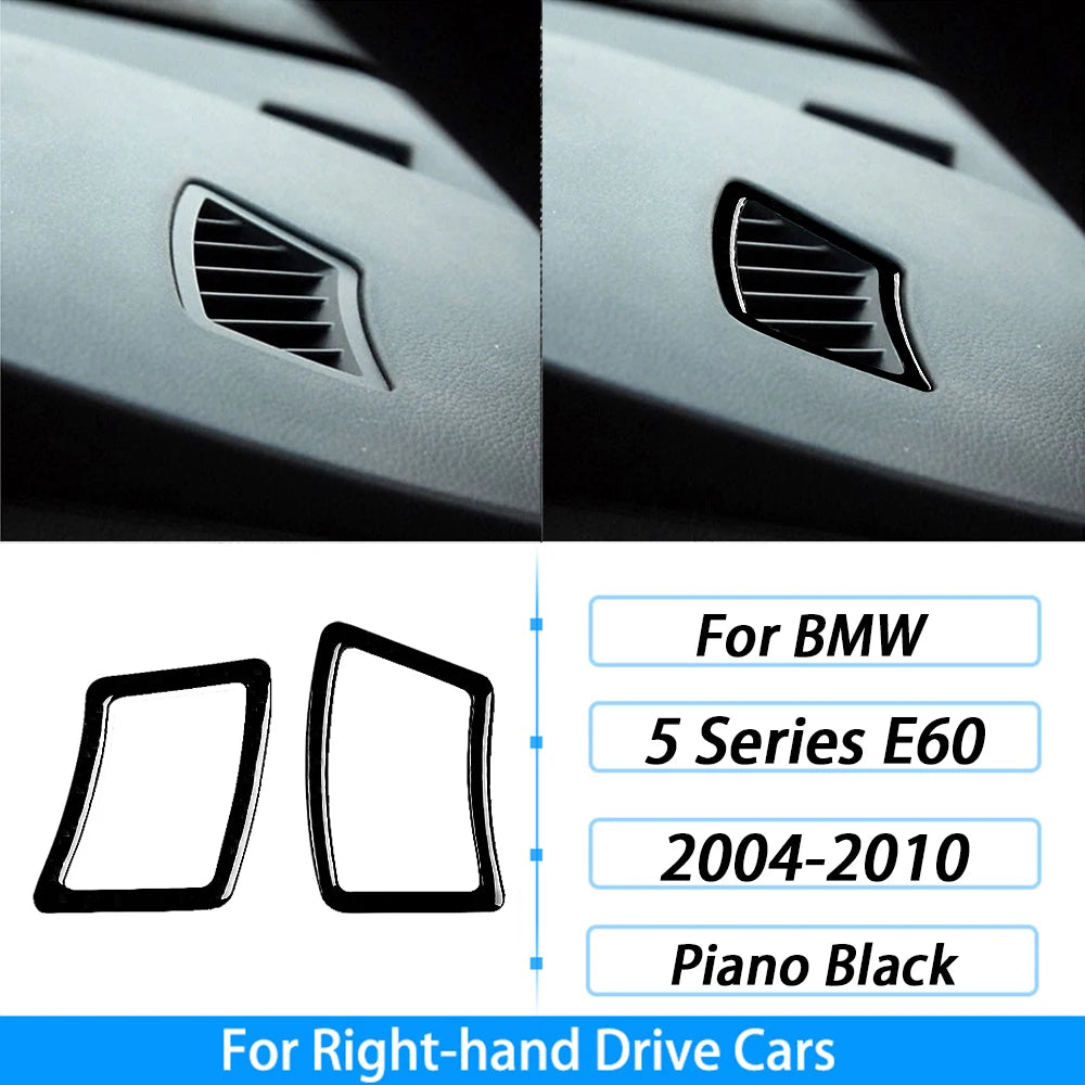 For BMW 5 Series E60 2004-2007 Piano Black Gear Shift Steering Wheel Air Outlet Panel Set Trim Car Interior Accessories Sticker