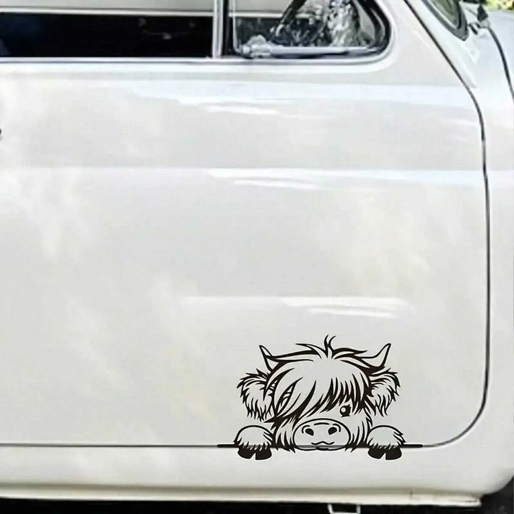 Waterproof Vinyl Stickers - Cute Scottish Highland Cow Self-
