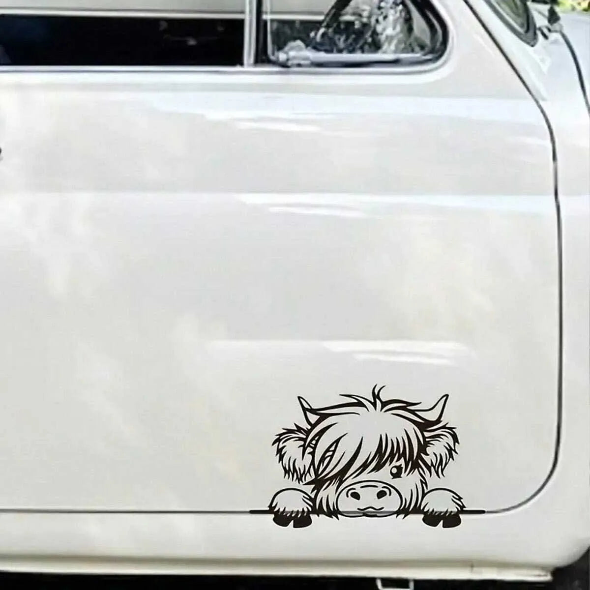 Waterproof Vinyl Stickers - Cute Scottish Highland Cow Self-