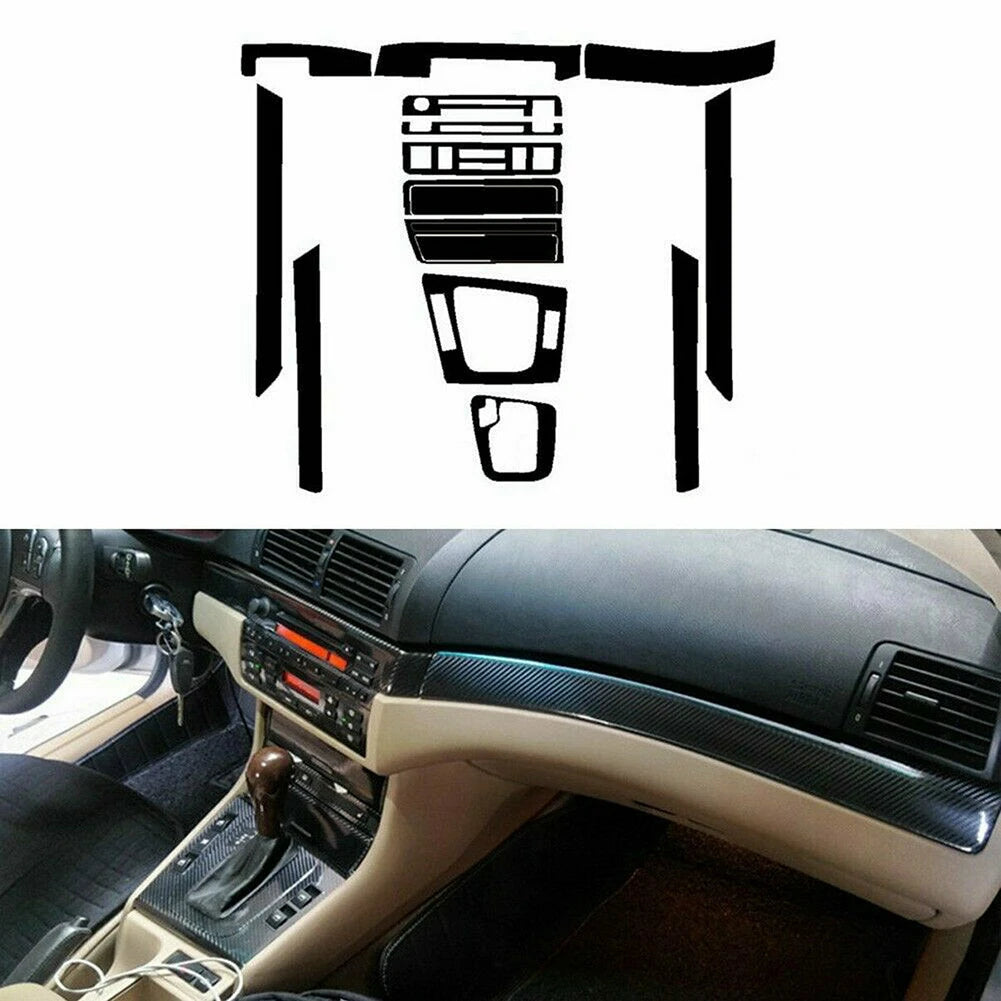 1 Set Car Interior Glossy Carbon Fiber Wrap Dashboard Trim F