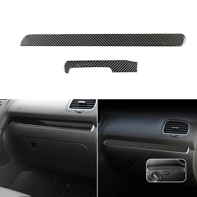 For VW Golf 6 MK6 Car Carbon Fiber Center Control Panel Air Vent Gear Shift Frame Headlight Switch Ashtray Box Cover Inner Trim