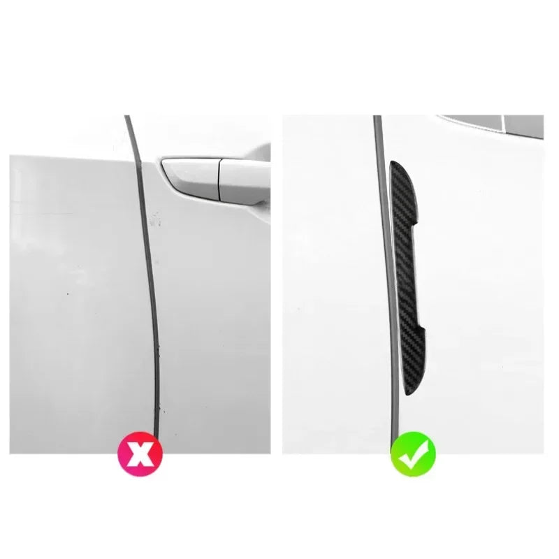 4/8pcs Car Door Protective Sticker Strip Carbon Fiber Look A