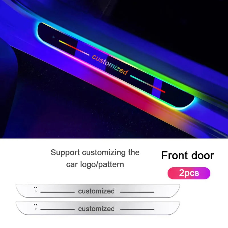 4pcs Customized Car Glows Welcome Door Sill Strip Welcome Pedal Luminous Ambient Light Anti-kick Anti-dirty Protection Pedal