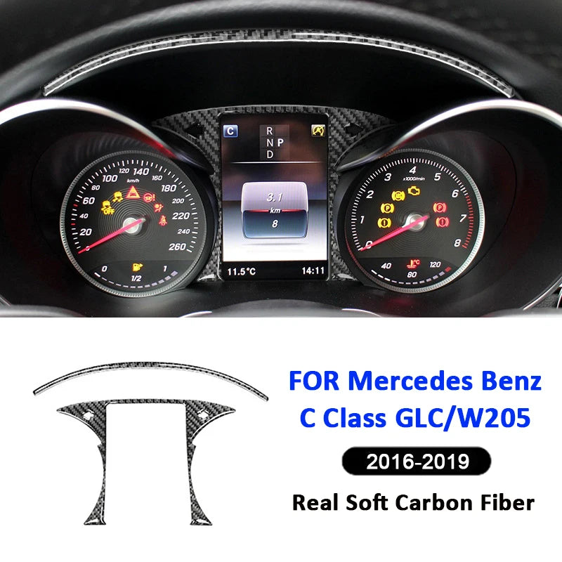 Carbon Fiber Car Instrument Screen Panel Trim Frame Interior