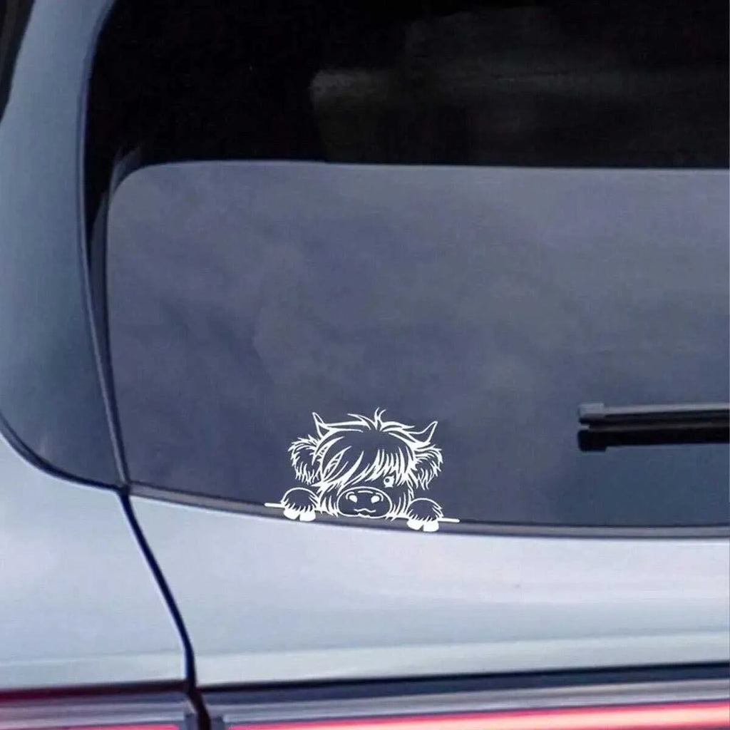 Waterproof Vinyl Stickers - Cute Scottish Highland Cow Self-