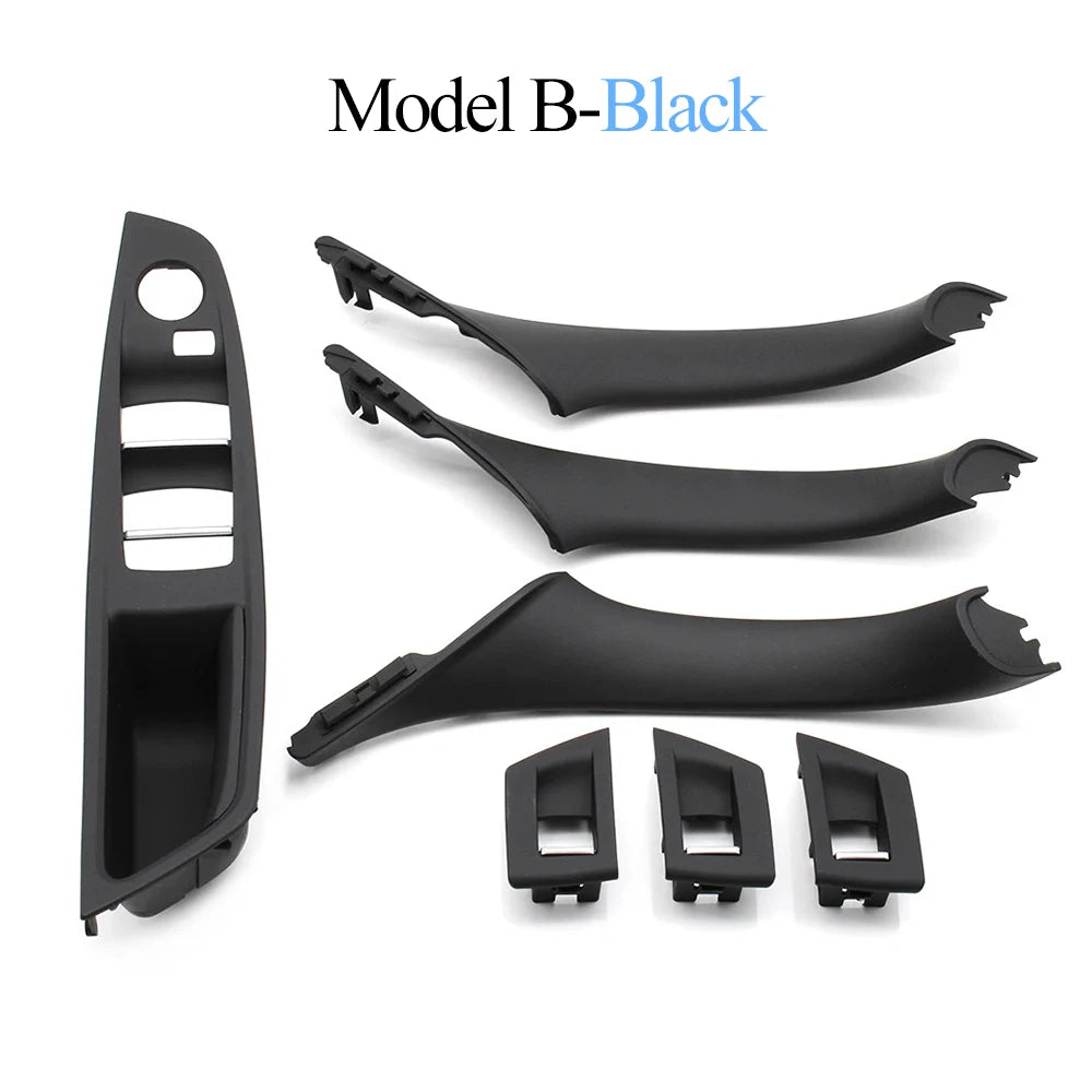 LHD Black Carbon Fiber Car Armrest Switch Panel Door Pull Handle Cover Trim For BMW 5 Series F10 F11 520 523 525 528 530 535