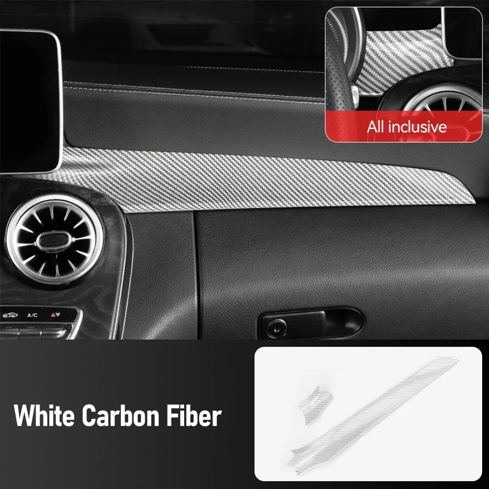 2Pcs Car Carbon Fiber Texture Central Console Dashboard Panel Protective Cover Trim For Mercedes Benz 15-21 C W205 16-21 GLC X25