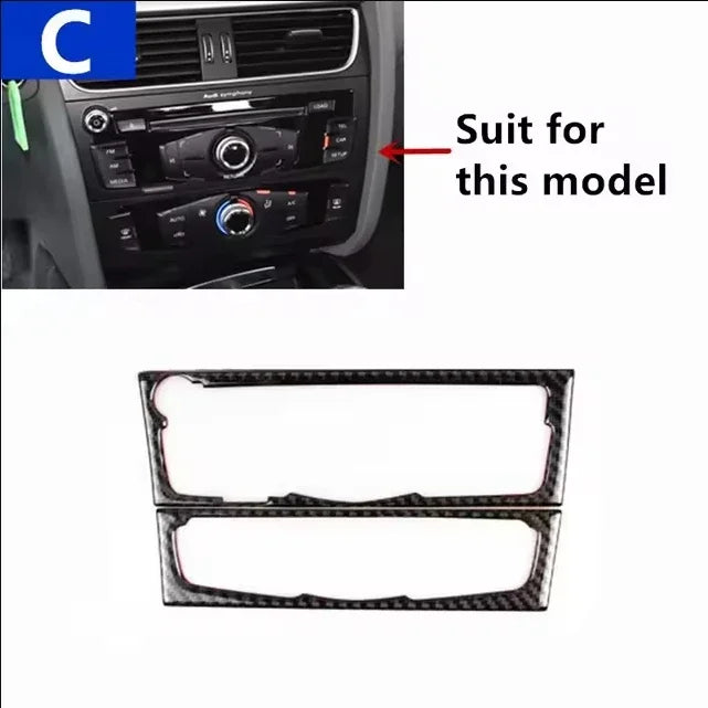 For Audi A4 B8 A5 S5 Carbon Fiber Center Console Dashboard Gear Shift Air Outlet Vent Trim Set Car Interior Accessories Sticker