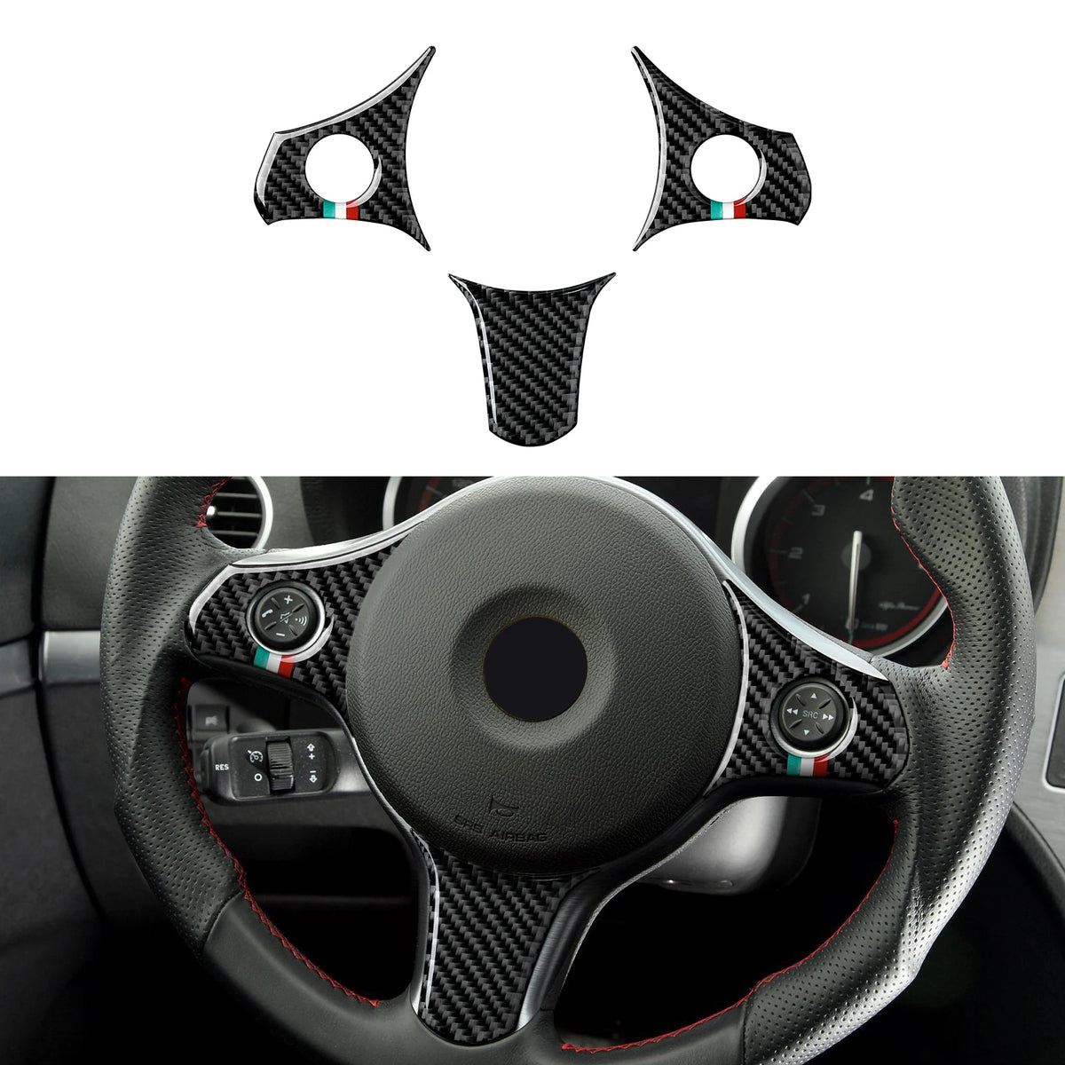For Alfa Romeo 159 Brera Spider (2004-2011) Trim Accessories Car Steering Wheel Panel Cover Carbon Fiber Interior Stickers