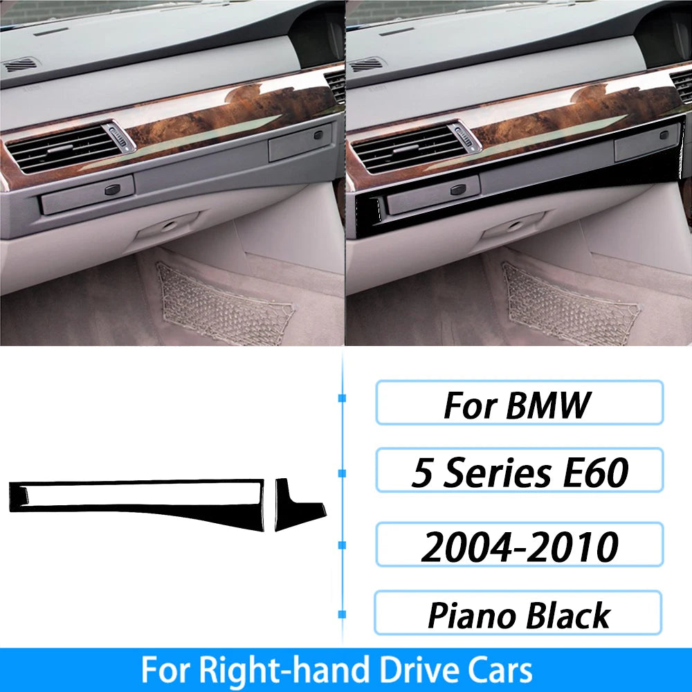 For BMW 5 Series E60 2004-2007 Piano Black Gear Shift Steering Wheel Air Outlet Panel Set Trim Car Interior Accessories Sticker