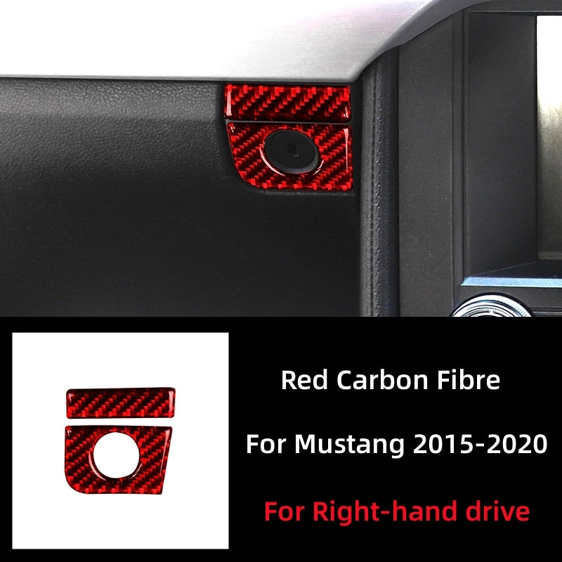For Ford Mustang GT 2015-2021 Car Accessories Carbon Fiber Interior Car Co-pilot Storage Box Switch Panel Cover Trim Stickers