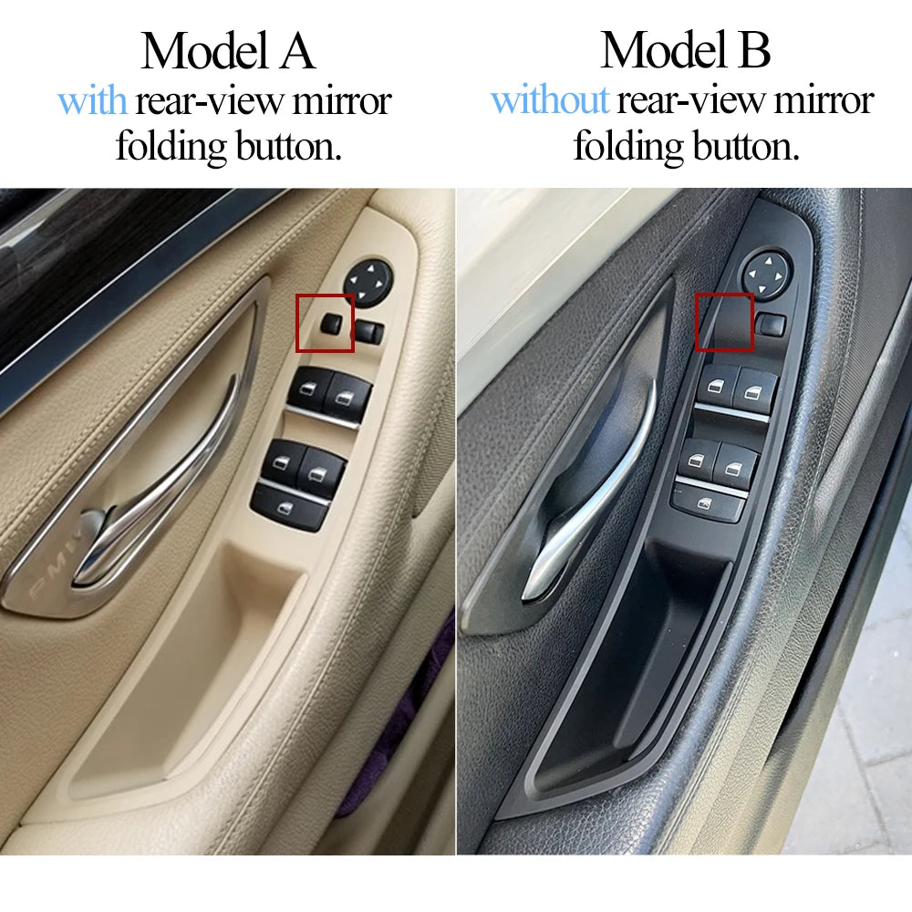 LHD Black Carbon Fiber Car Armrest Switch Panel Door Pull Ha