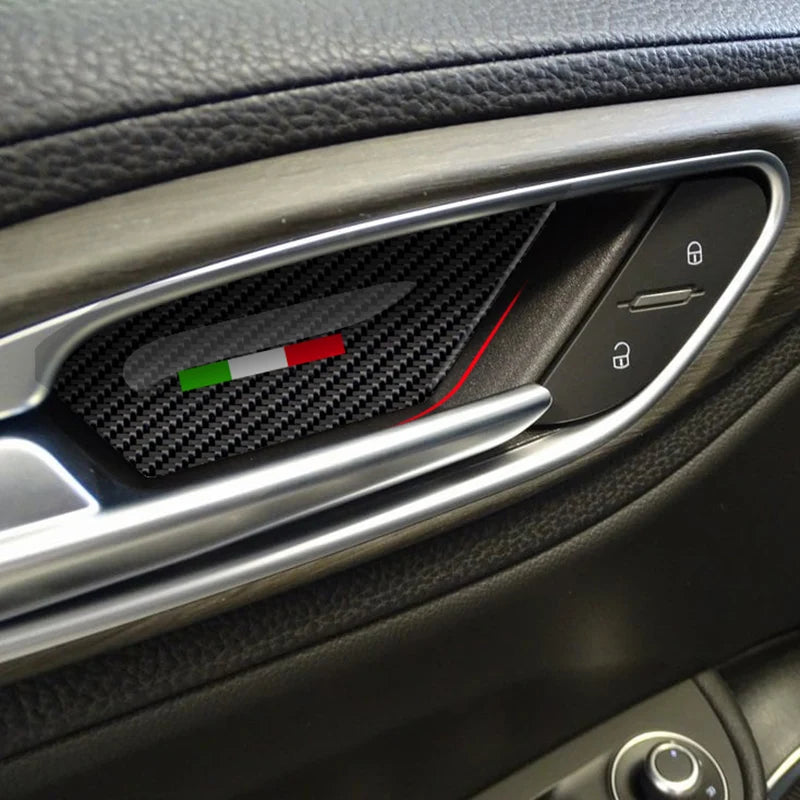 4pcs Carbon Fiber Car Door Inner Bowl Decoration Stickers Tr